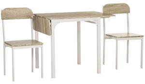 HOMCOM Set Tavolo da Pranzo per 2 Persone, Tavolo Pieghevole in Legno e Metallo con 2 Sedie da Pranzo per Cucina e Soggiorno, Legno Naturale