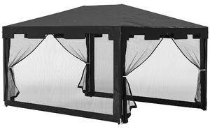 Outsunny Gazebo 4x3 m Pieghevole con Zanzariera e 2 Ingressi, in Metallo e PE, Grigio Scuro