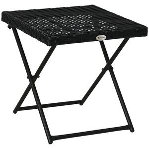 Outsunny Tavolino da Giardino Pieghevole Salvaspazio in Rattan Sintetico e Acciaio, 40x40x40cm, Nero|Aosom