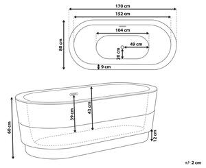 Vasca da bagno freestanding nera sanitaria ovale in acrilico singolo 170 x 80 cm minimalista Beliani