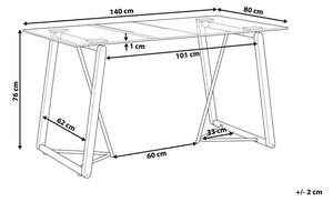 Tavolo da Pranzo Trasparente 140 x 80 cm Piano in Vetro Temperato Metallo Leggero Base in Legno Rettangolare Scandinavo Moderno Beliani