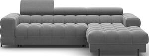 Divano angolare grigio tortora allungabile/con contenitore (con penisola a destra/con chaise lounge) con rivestimento in velluto Felro – ELTAP