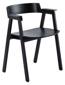 Sedia da pranzo nera in rovere massiccio con braccioli Flip – Gazzda