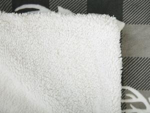 Plaid Coperta Flanella Grigio e Bianco 150 x 200 cm Inverno Soffice Renna Motivo a Scacchi Beliani