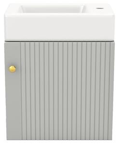 Mobiletto bagno salvaspazio con lavabo e armadietto, mobile sottolavabo Impermeabile per bagno piccolo, 46×26×56 cm, Grigio e Bianco | Aosom Italy