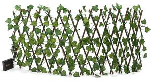 Siepe artificiale luminosa 56 Led a energia solare Recinzione grigliato in legno con foglie di edera da 2 metri alta 30cm Bianco caldo Aigostar