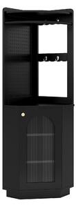 Mobile salvaspazio angolare con ganci e ante per bagno ecamera da letto, armadio da bagno con barra luminosa, 45×45×166.6 cm, Nero | Aosom Italy