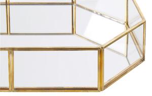 Vassoio decorativo in ottone dorato e vetro a forma di ottagono a specchio 32 x 22 cm per candele gioielli Beliani