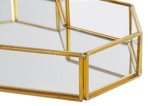Vassoio decorativo in ottone dorato e vetro specchiato a forma di cuore 28 x 20 cm pezzo per candele gioielli Beliani
