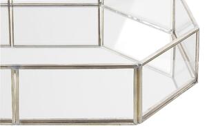 Vassoio decorativo argento acciaio inossidabile e vetro a specchio forma ottagonale 32 x 22 cm pezzo per candele gioielli Beliani
