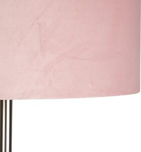 Lampada da terra acciaio paralume rosa 50 cm - SIMPLO