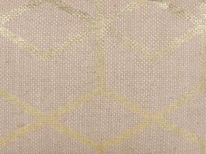 Pouf in juta beige 56 x 56 cm quadrato in tessuto ottomana poggiapiedi motivo con stampa dorata Beliani
