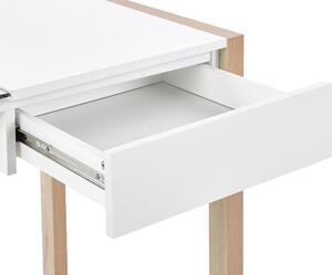 Scrivania da casa bianca in legno cassetto portaoggetti in legno chiaro piano in vetro 120 x 60 cm design minimalista Beliani