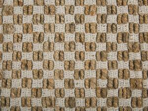 Tappeto passatoia Beige iuta e cotone 50 x 80 cm con frange intrecciato a mano Boho ingresso camera da letto Beliani