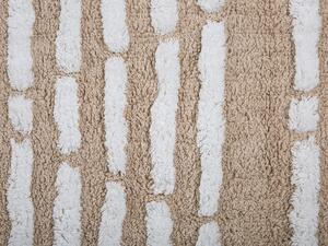 Tappeto Shaggy in cotone beige 120 x 180 cm intrecciato a mano pelo lungo Boho Camera da letto Beliani