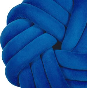 Cuscino Nodo Velluto Blu 30 x 30 cm Legato Peluche Decorativo Moderno Beliani