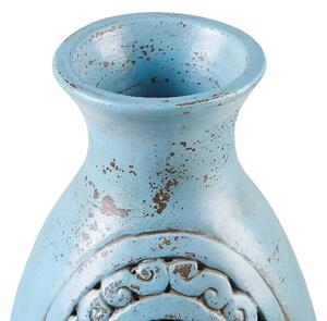 Vaso decorativo alto in argilla turchese 51 cm Vaso da pavimento dipinto a mano di ispirazione greca Beliani