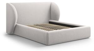 Letto matrimoniale imbottito grigio chiaro con contenitore con griglia 180x200 cm Miley - Micadoni Home