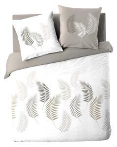 Set copripiumino e federa bianco e grigio tortora in cotone per letto matrimoniale e per letto esteso 240x220 cm Goyave – douceur d'intérieur