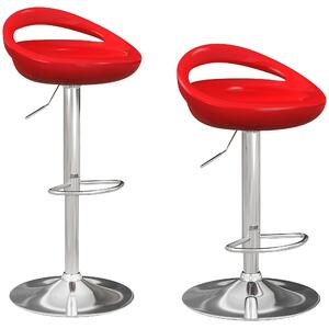 HOMCOM Set 2 Sgabelli da Bar Girevoli con Poggiapiedi, Altezza Regolabile Base in Acciaio Seduta in ABS, Rosso