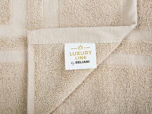 Set di 11 asciugamani Telo da bagno e tappetino da bagno per ospiti in cotone beige Beliani
