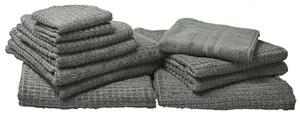 Set di 11 asciugamani Telo da bagno e tappetino da bagno per ospiti in cotone grigio a bassa torsione Beliani