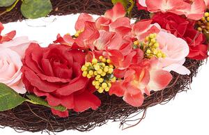 Ghirlanda Porta Rosso e Rosa Fatto a Mano Decorativo Fiore Artificiale Rotondo 50 cm Tavolo Decorazione da Parete Rustico Tradizionale Beliani