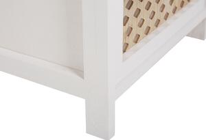 Cassettiera bianca con legno chiaro MDF in legno massello 4 cassetti traforati senza maniglie Boho camera da letto Beliani