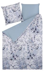 Set copripiumino e federa in misto cotone bianco e blu motivo floreale 135 x 200 cm Camera da letto moderna Boho Beliani