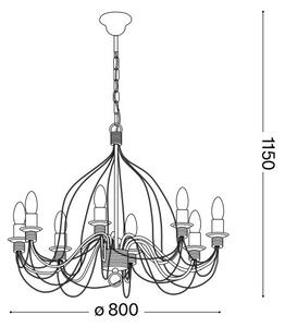 Ideal Lux - Lampadario a sospensione con catena CORTE 8xE14/40W/230V diametro 80 cm rame