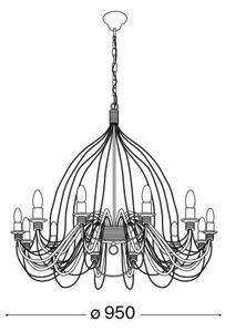 Ideal Lux - Lampadario a sospensione con catena CORTE 12xE14/40W/230V diametro 95 cm rame