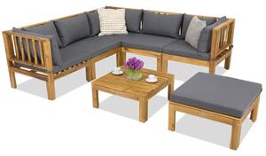 Mobili da giardino Brunei Corner 5 + 1 pouf Garden Point in acacia