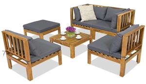 Mobili da giardino Brunei Coffee 4 + 1 pouf Garden Point in acacia
