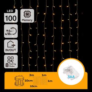 Aigostar - Catena LED natalizia da esterno 100xLED/8 funzioni 3xAA 4x1m IP44 bianco caldo