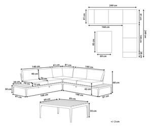 Set divano ad angolo da giardino cuscini grigi tavolo design a doghe set moderno da conversazione a 5 posti Beliani