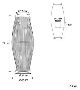 Lanterna leggera in legno di bambù e vetro 72 cm Portacandele intrecciato per interni ed esterni Boho scandinavo Beliani