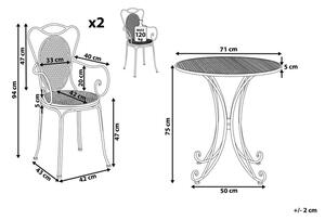 Set Bistrot Tavolo di colore Grigio 2 Sedie in ferro Chic stile Francese Beliani