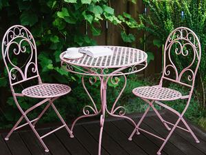 Set da bistrot da giardino in metallo rosa verniciato a polvere con tavolo e sedie da 3 pezzi Beliani