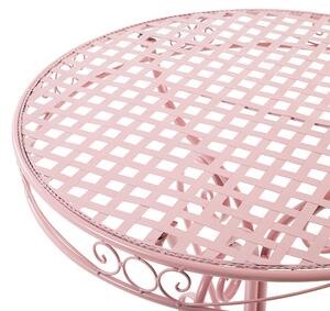 Set da bistrot da giardino in metallo rosa verniciato a polvere con tavolo e sedie da 3 pezzi Beliani