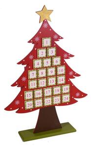 Calendario dell'avvento legno rosso albero cm 36x8h53