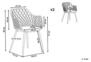 Set di 2 sedie da pranzo grigio sintetico sedile in legno chiaro gambe in metallo aperto netto indietro moderno soggiorno stile scandinavo Beliani