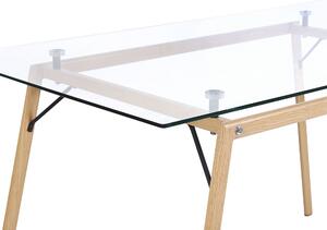Tavolo da pranzo in legno chiaro con piano in vetro trasparente 140 x 80 cm industriale moderno Beliani