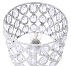 Lampada da tavolo traforata metallo color argento e cristallo 53 cm Beliani