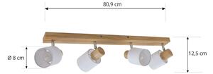 Lindby Wanessa, faretto da soffitto a 4 luci, legno, bianco, E14