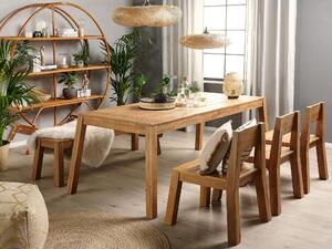 Set da pranzo da giardino 5 pezzi in legno massello di acacia tavolo rettangolare panca 3 sedie stile rustico design moderno Beliani
