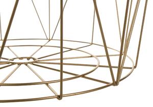 Tavolino Luce Legno Piano Rimovibile Metallo dorato Cestino Filo Geometrico Glam Beliani