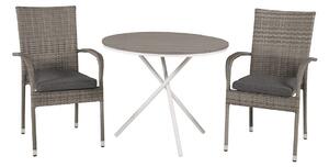 Tavolo e sedie set Dallas 2246Metallo, Bianco plastica