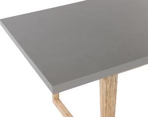 Tavolo da pranzo per esterni Piano in cemento grigio Gambe in legno chiaro Acacia Capacità 6 persone 180 x 90 cm Beliani