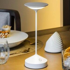 <p>Lampada della Linea Tempo, ricaricabile di color Bianco perfetta per la tavola o la scrivania, offre un ottima e calda illuminazione.</p>