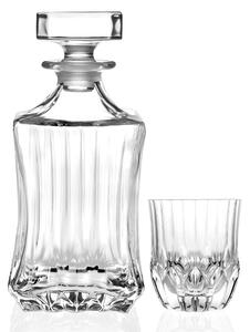 <p>Elegante bottiglia con bicchieri in cristallo finemente lavorato, linee classiche e slanciate, ideale per una tavola chic e raffinata.</p>